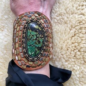 Calleen Cordero Green Turquoise Cuff Bracelet Rare